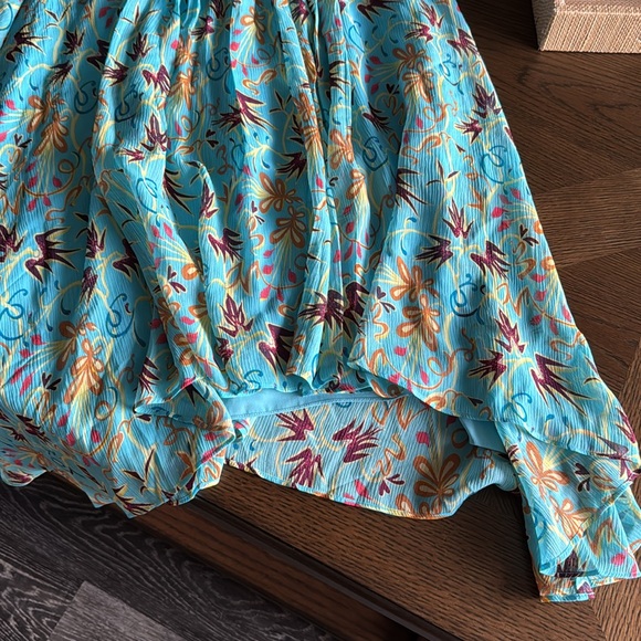 A.L.C. VIOLET BLUE TEAL SILK PRINTED HALTER SLEEVELESS ASYMMETRIC,SZ 2,$695 - Picture 16 of 17